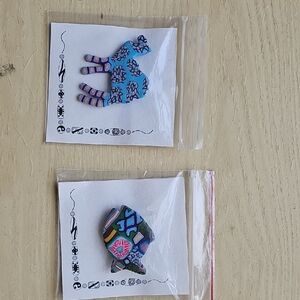 Vibrant Blue and Purple  Animal Broochs Polymer Clay Artwork